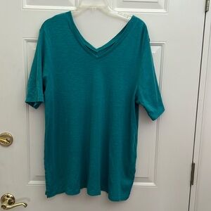 J Jill Double V-Neck Green Shirt. XL